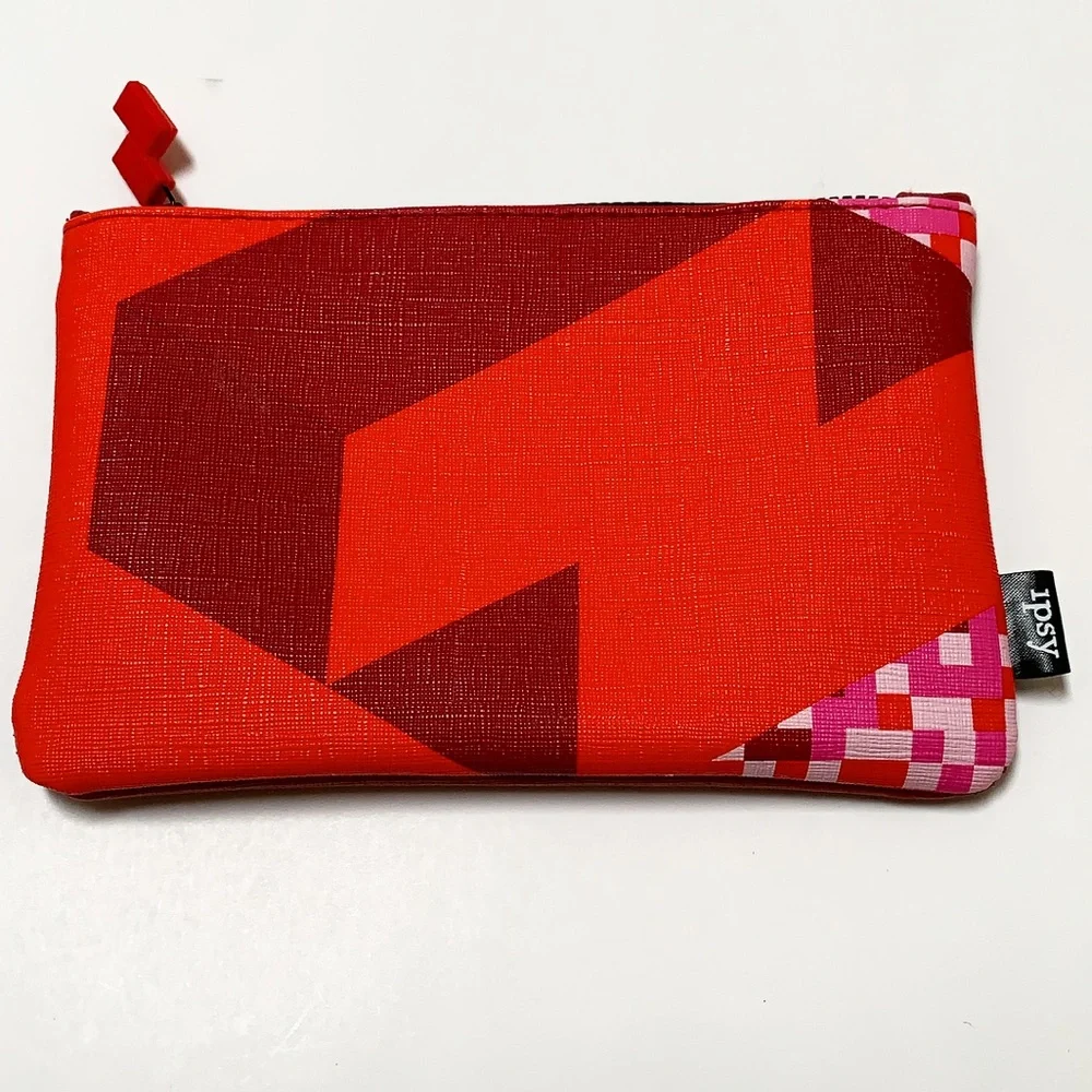 Ipsy Tetris red travel cosmetics bag